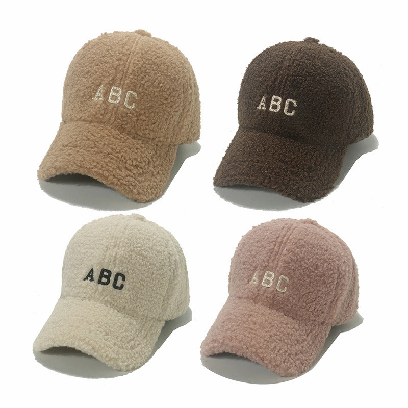 Wholesale Autumn and Winter ABC Letter Embroidery Lamb Wool Baseball Cap