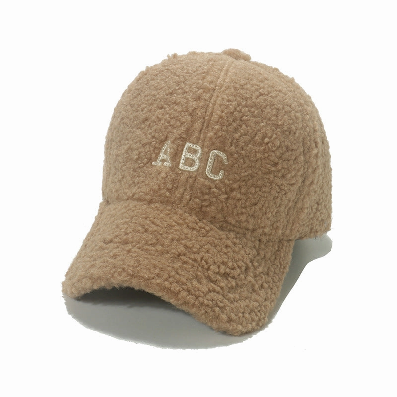 Wholesale Autumn and Winter ABC Letter Embroidery Lamb Wool Baseball Cap