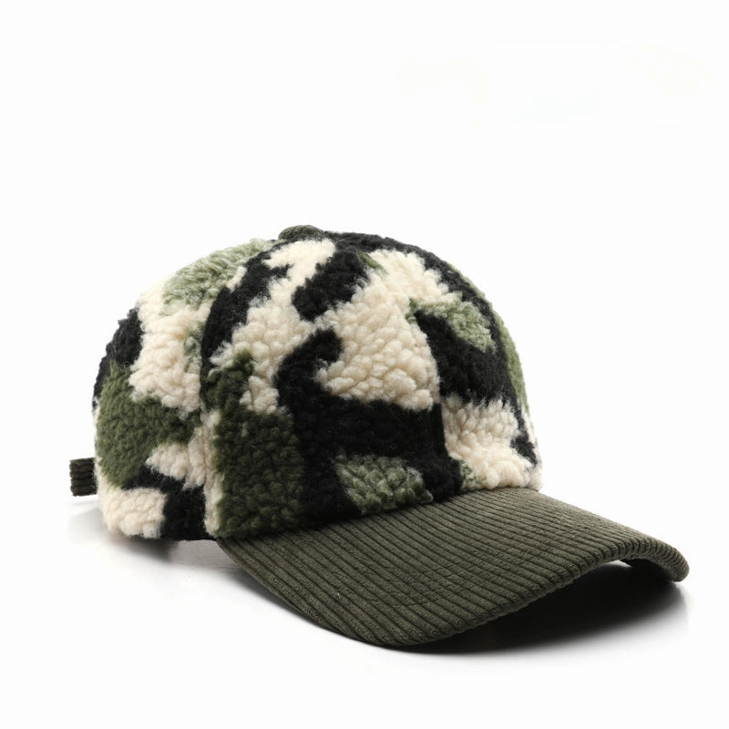 Wholesale Autumn and Winter Color Matching Plush Camouflage Cotton Baseball Caps