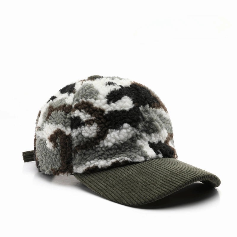 Wholesale Autumn and Winter Color Matching Plush Camouflage Cotton Baseball Caps