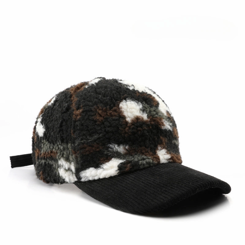 Wholesale Autumn and Winter Color Matching Plush Camouflage Cotton Baseball Caps