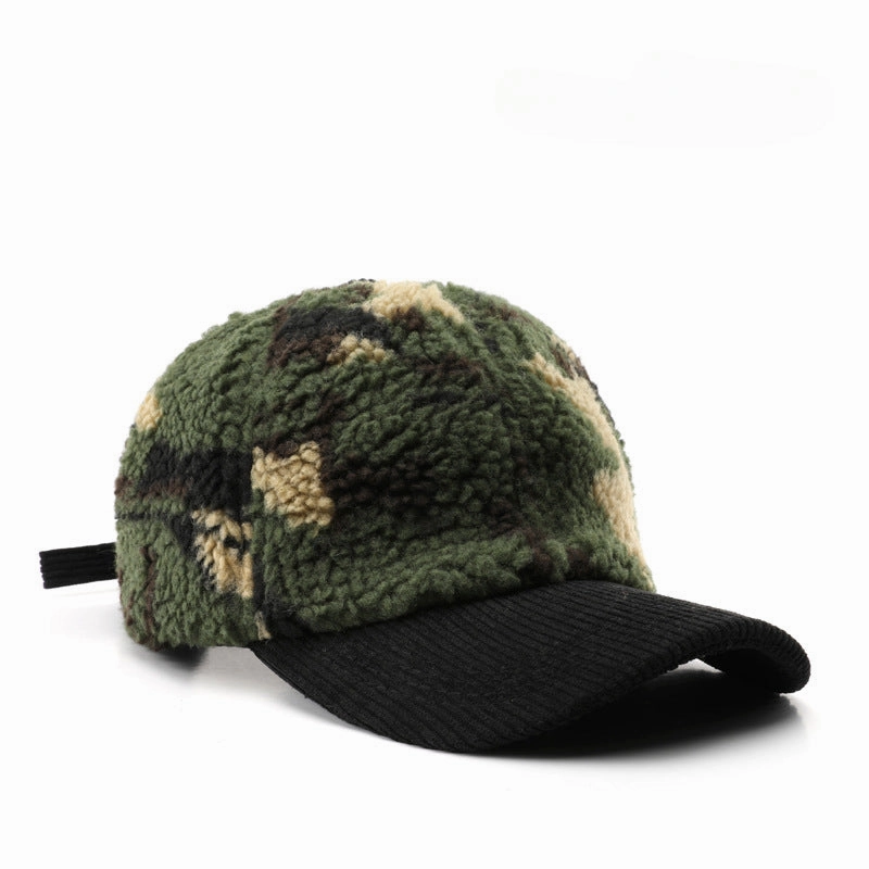 Wholesale Autumn and Winter Color Matching Plush Camouflage Cotton Baseball Caps