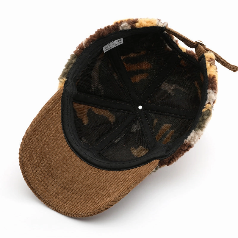 Wholesale Autumn and Winter Color Matching Plush Camouflage Cotton Baseball Caps