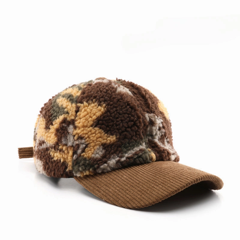 Wholesale Autumn and Winter Color Matching Plush Camouflage Cotton Baseball Caps