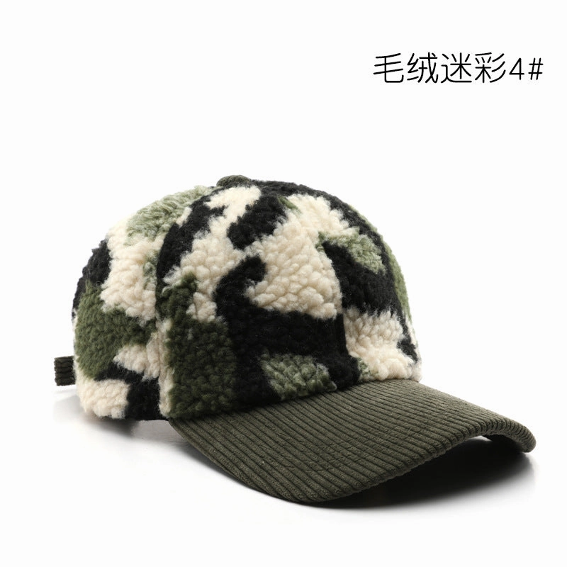 Wholesale Autumn and Winter Color Matching Plush Camouflage Cotton Baseball Caps