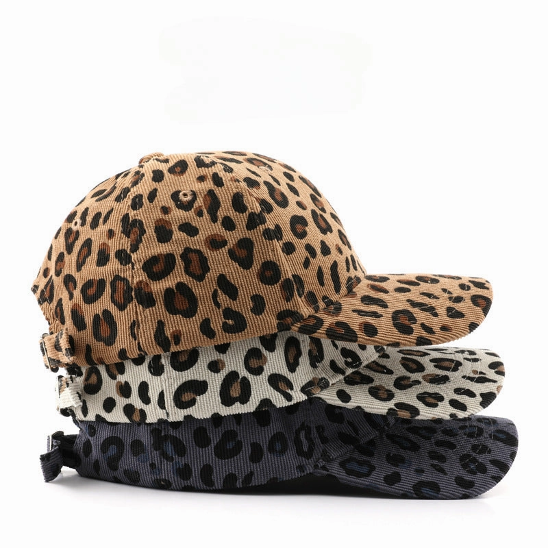 Wholesale Autumn and Winter Corduroy Leopard Print Baseball Cap