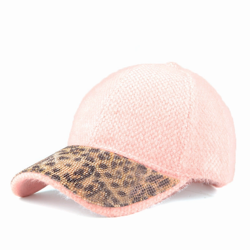Wholesale Autumn and Winter Diamond Inlaid Mink Down Baseball Caps
