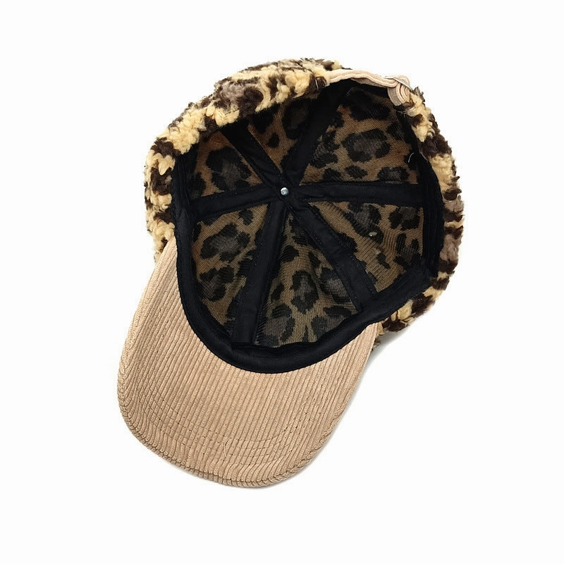 Wholesale Autumn and Winter Retro Color Matching Leopard Print Cold Warm Polyester Baseball Cap