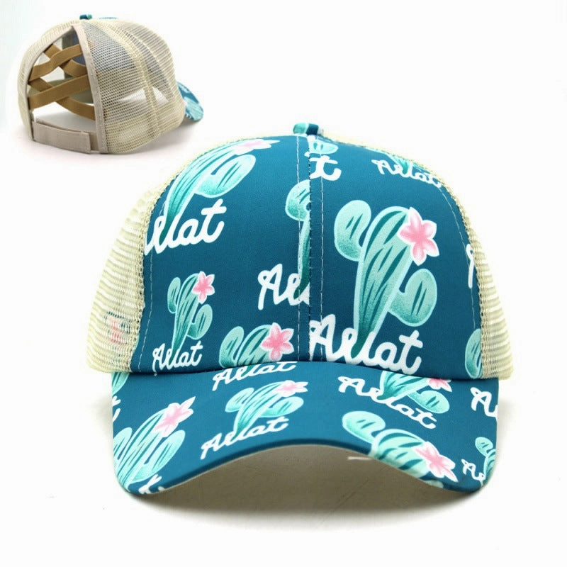 Wholesale Aztec Cotton Cross Printed Horsetail Baseball Cap