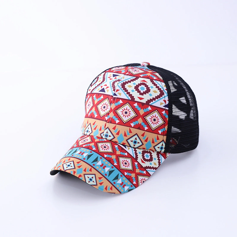 Wholesale Aztec Cotton Printed Old Mesh Breathable Thin Baseball Cap