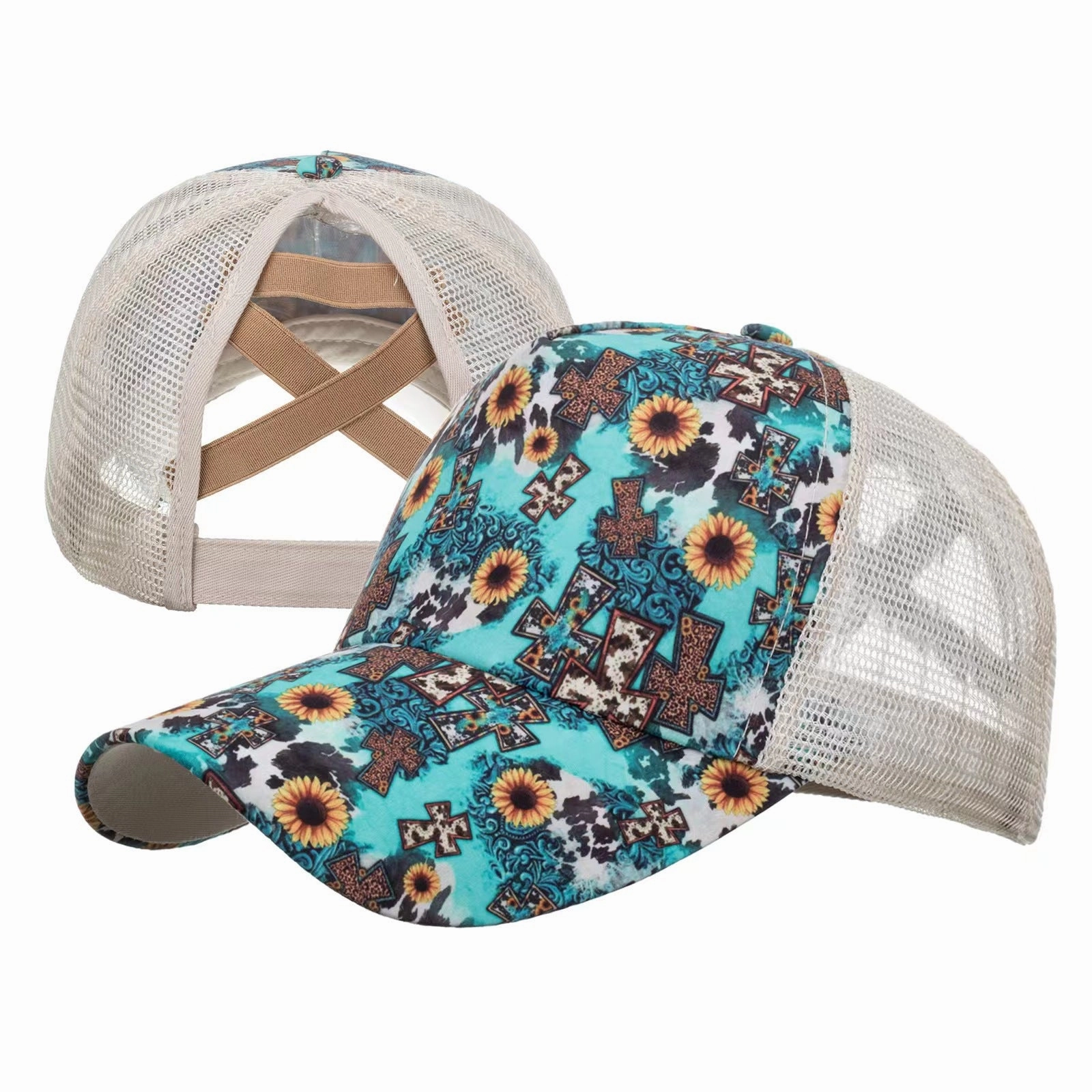 Wholesale Aztec Cotton Tie Dye Cross Baseball Caps