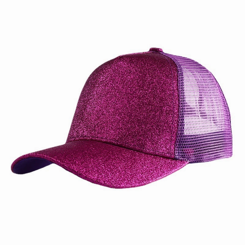 Wholesale Back Opening Fashion Sequined Mesh Ponytail Hat