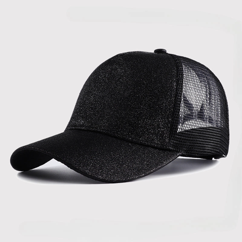 Wholesale Back Opening Fashion Sequined Mesh Ponytail Hat