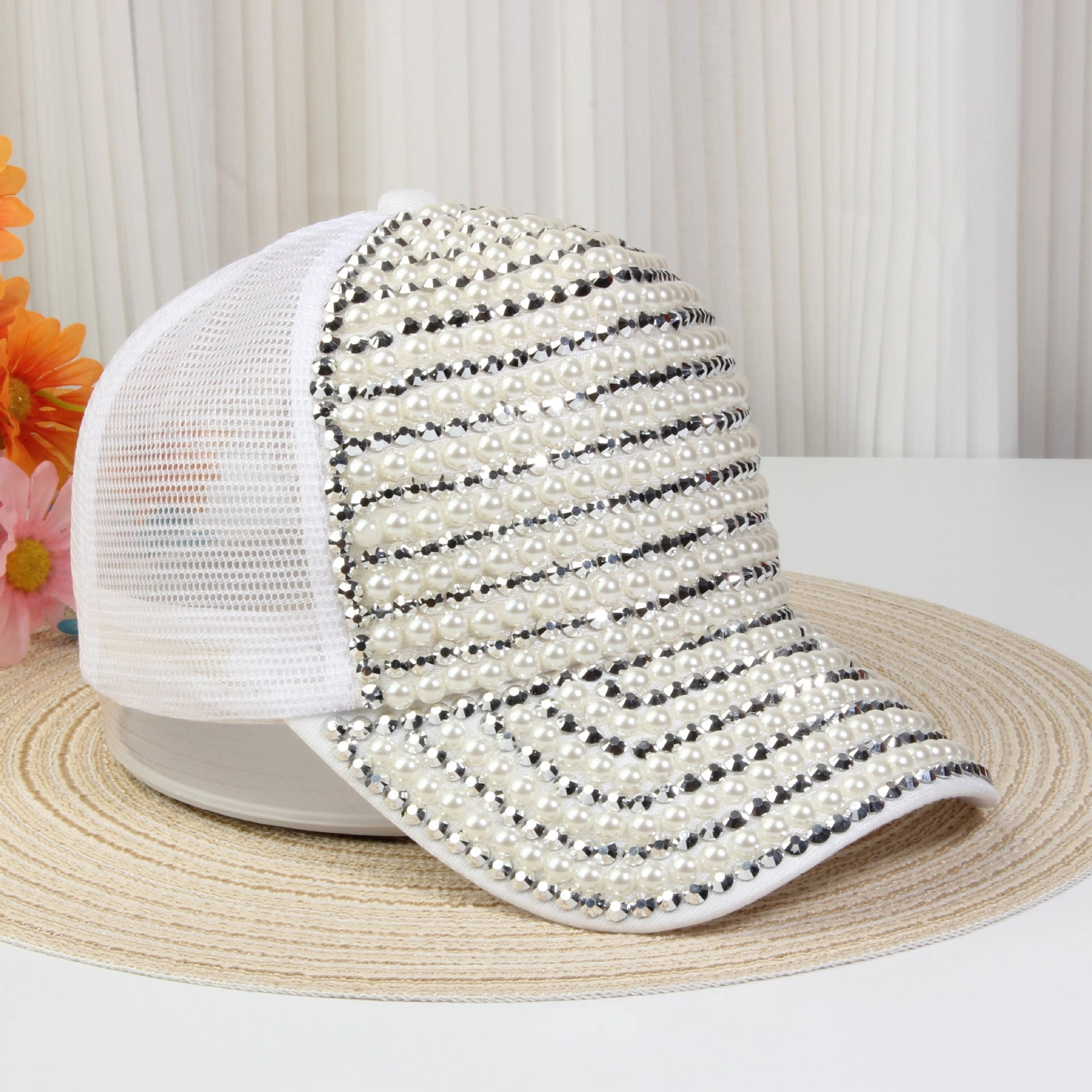 Wholesale Beaded Diamond Hollow Baseball Cap