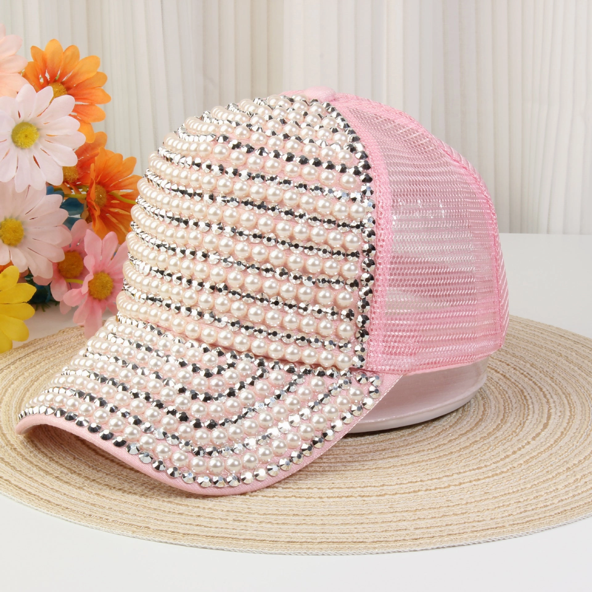 Wholesale Beaded Diamond Hollow Baseball Cap