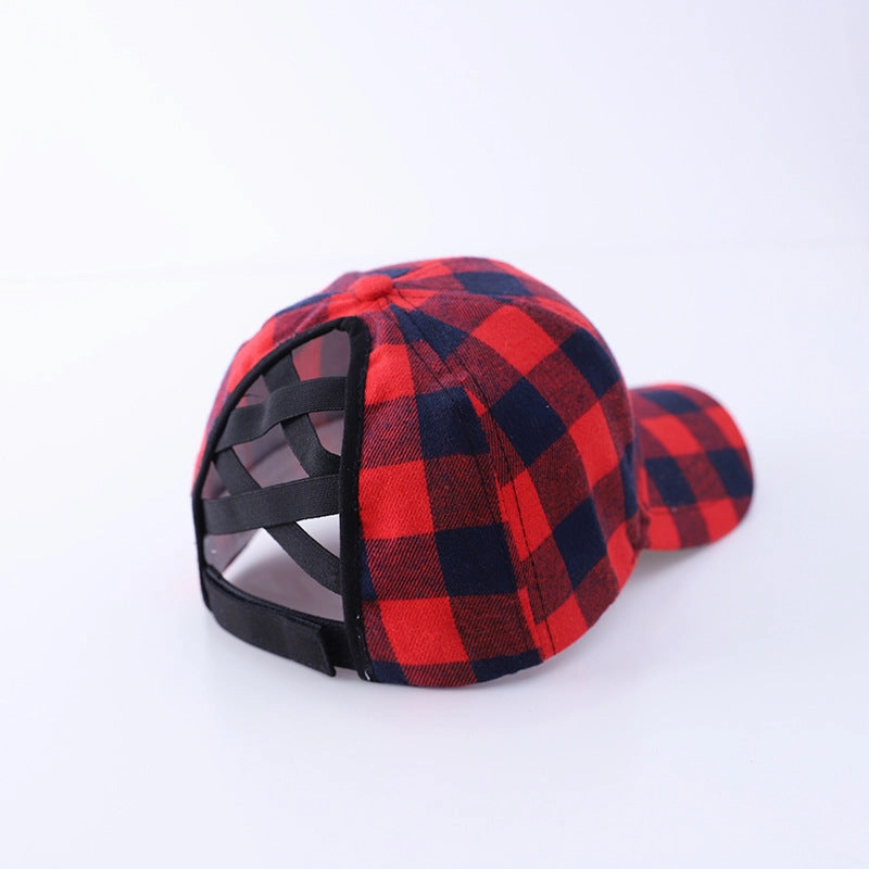 Wholesale Black and Red Checkered Cotton Baseball Caps