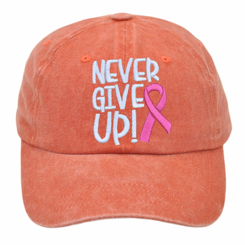 Wholesale Breast Ribbon Embroidery Washed Cotton Baseball Cap