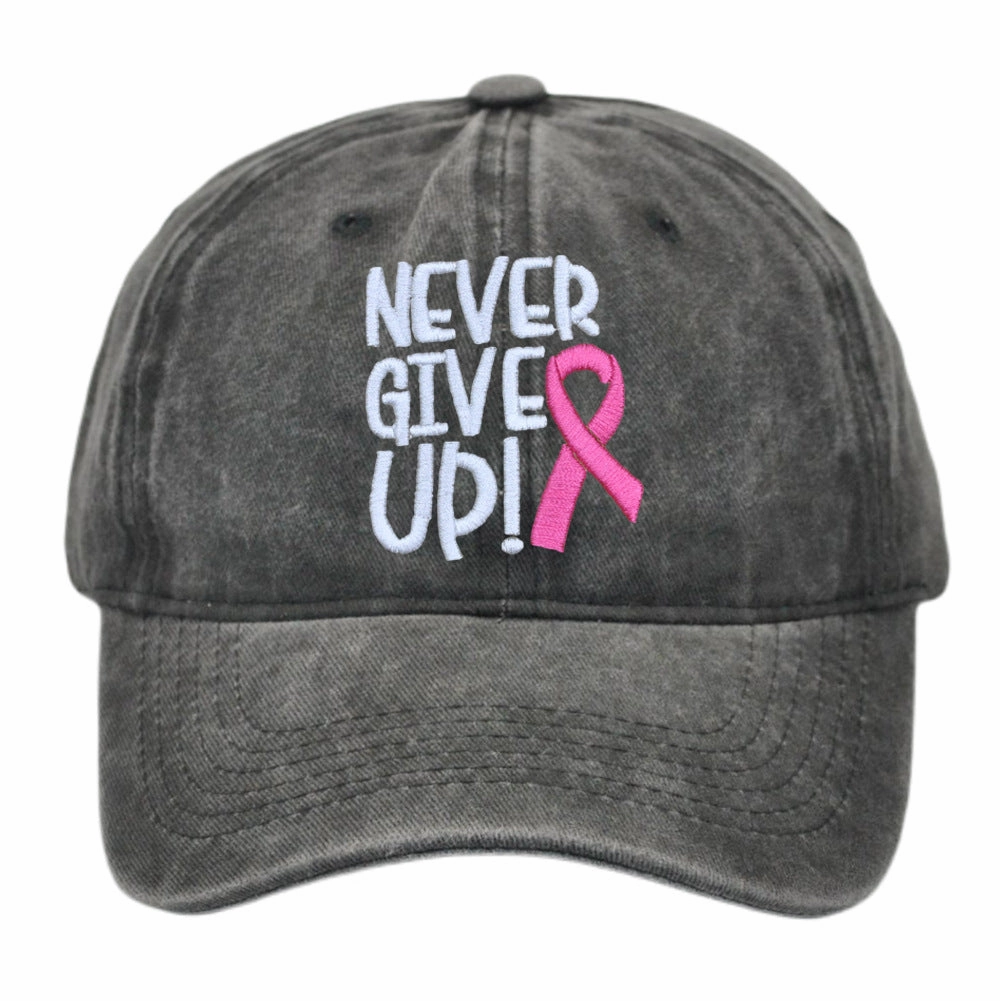 Wholesale Breast Ribbon Embroidery Washed Cotton Baseball Cap