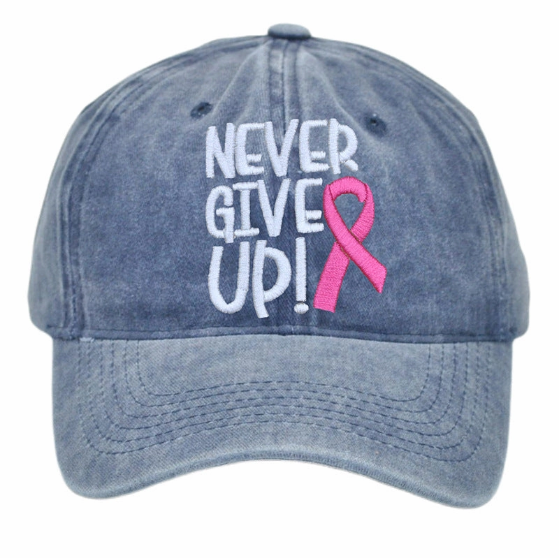 Wholesale Breast Ribbon Embroidery Washed Cotton Baseball Cap