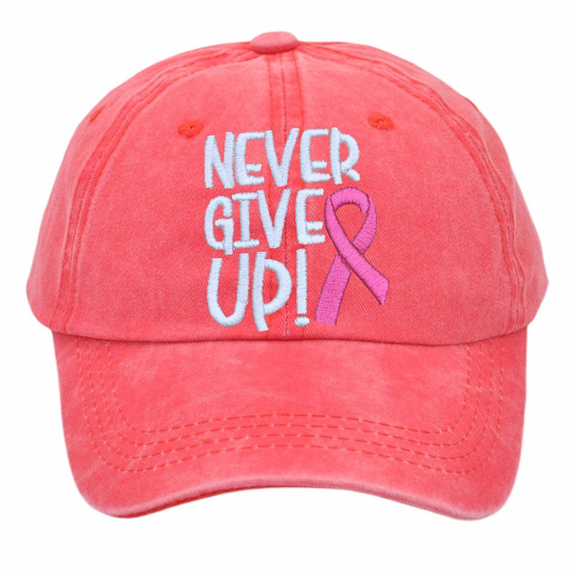 Wholesale Breast Ribbon Embroidery Washed Cotton Baseball Cap