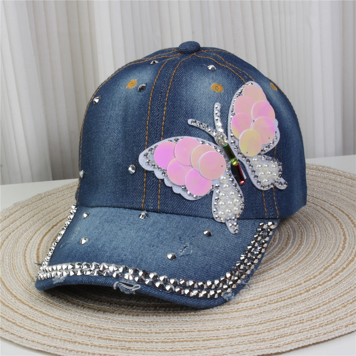 Wholesale British Denim Diamond Casual Baseball Cap