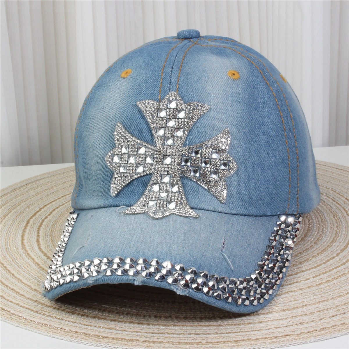 Wholesale British Denim Diamond Casual Baseball Cap