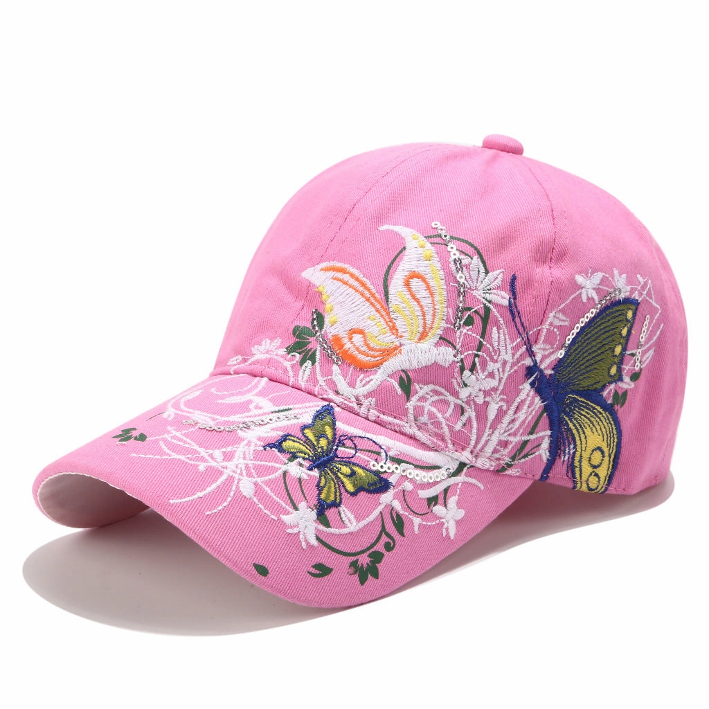 Wholesale Butterfly Embroidery Cotton Baseball Cap