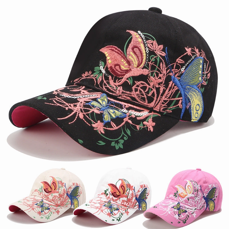 Wholesale Butterfly Embroidery Cotton Baseball Cap