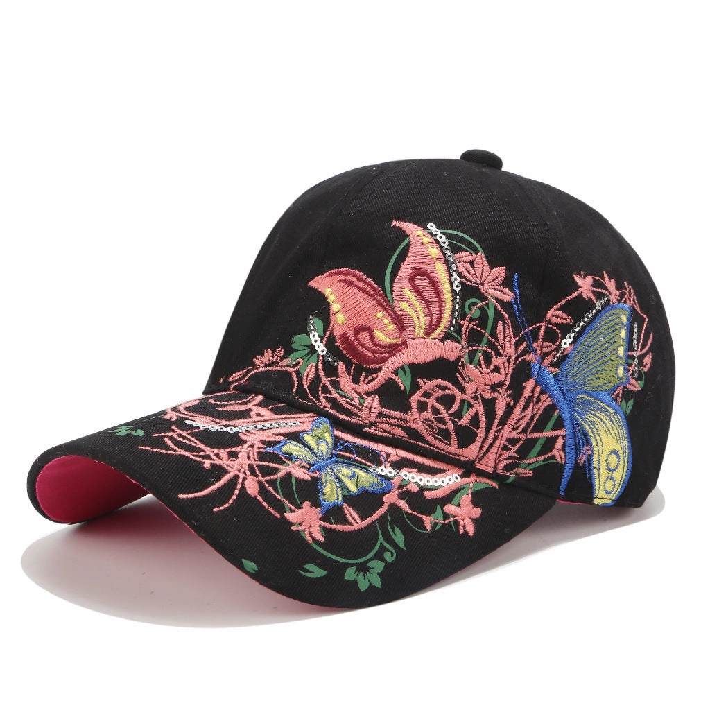 Wholesale Butterfly Embroidery Cotton Baseball Cap