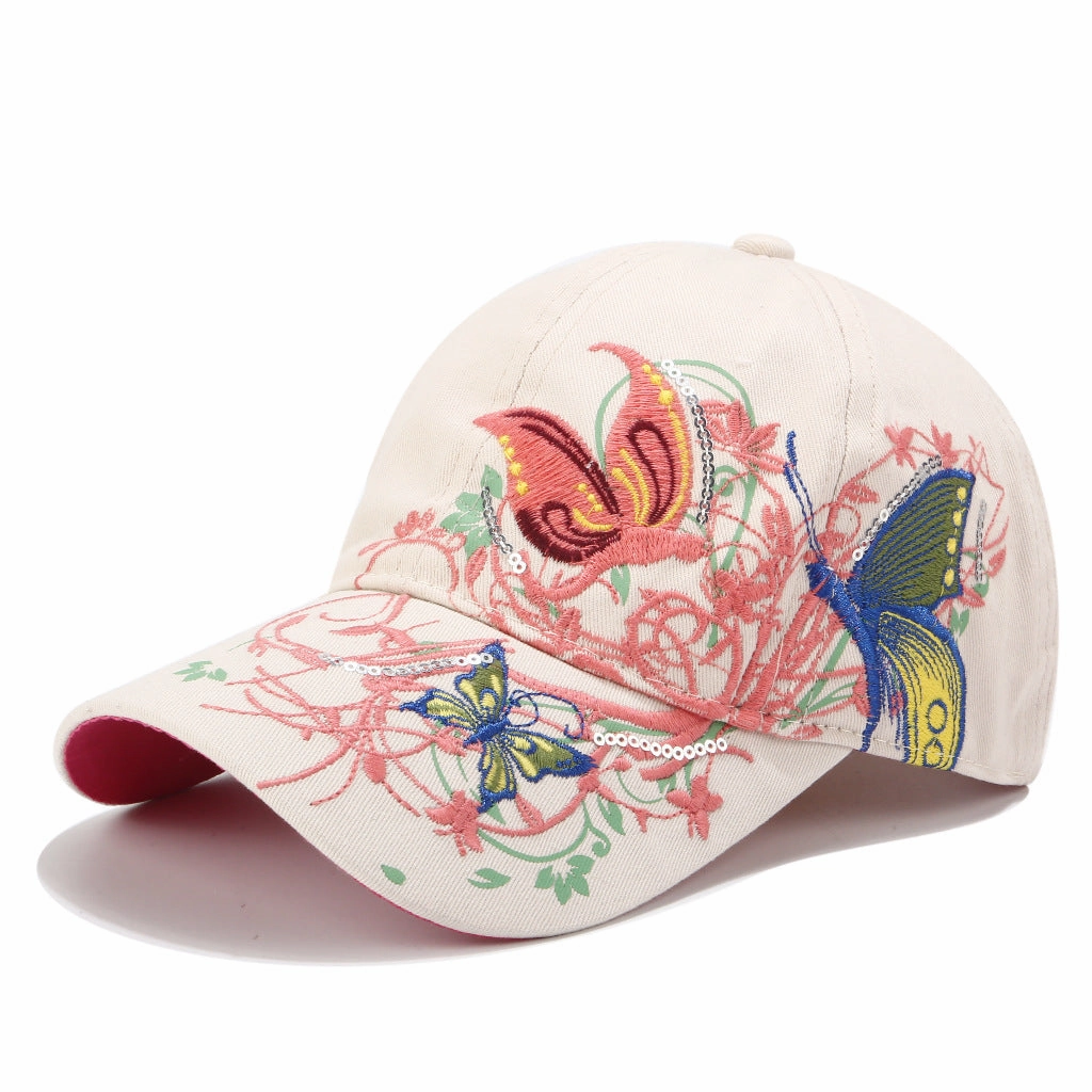Wholesale Butterfly Embroidery Cotton Baseball Cap