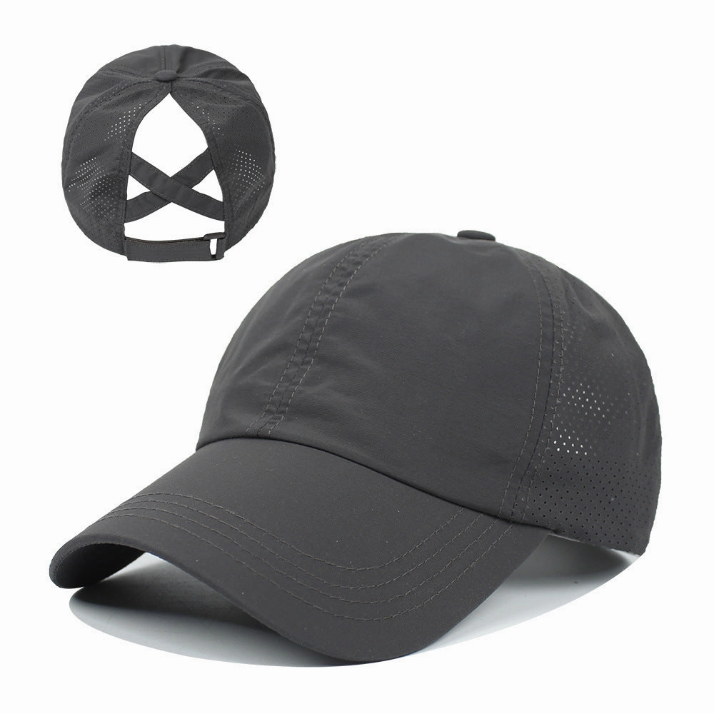 Wholesale Casual Cross Ponytail Net Surface Quick Dry Spring Summer Solid Baseball Cap