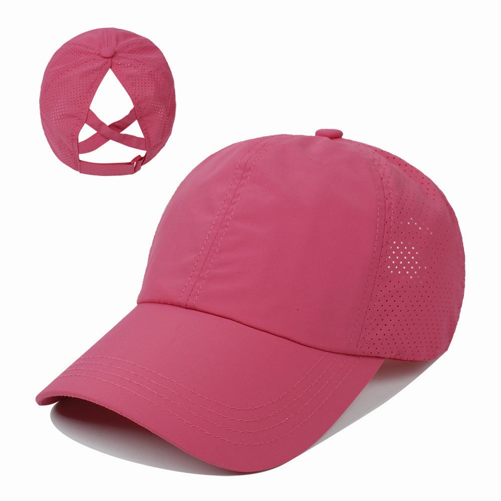Wholesale Casual Cross Ponytail Net Surface Quick Dry Spring Summer Solid Baseball Cap