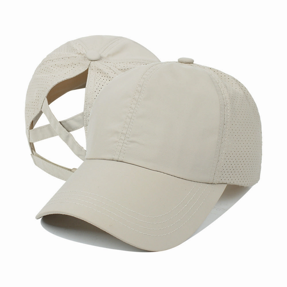 Wholesale Casual Cross Ponytail Net Surface Quick Dry Spring Summer Solid Baseball Cap