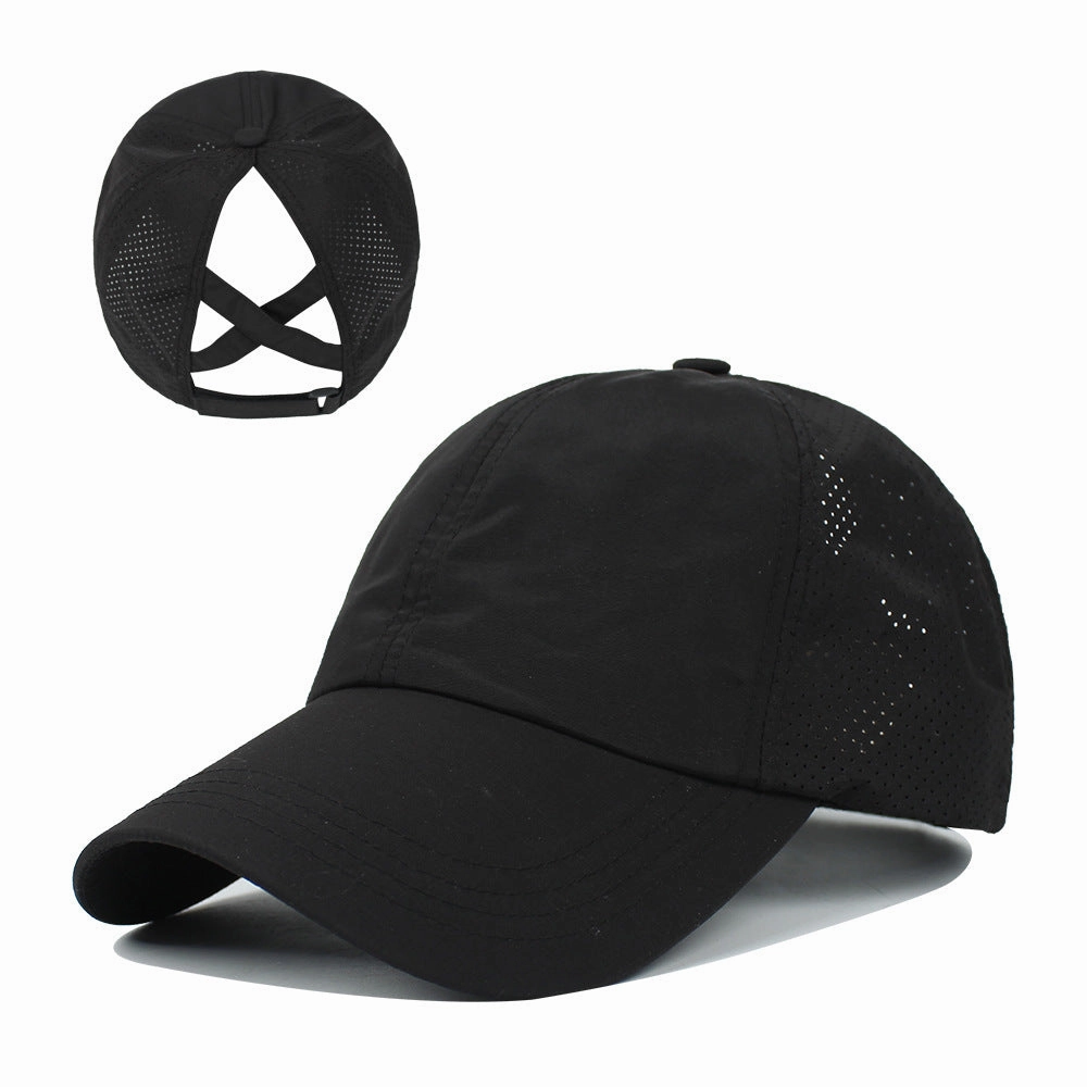 Wholesale Casual Cross Ponytail Net Surface Quick Dry Spring Summer Solid Baseball Cap