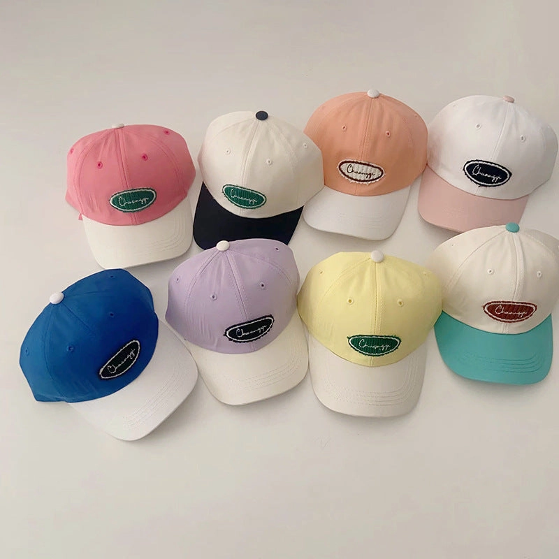 Wholesale Children's Contrasting Color Alphabet Small Label Pure Cotton Baseball Cap