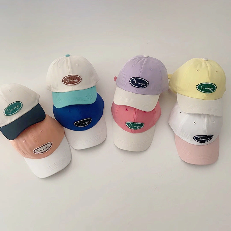 Wholesale Children's Contrasting Color Alphabet Small Label Pure Cotton Baseball Cap