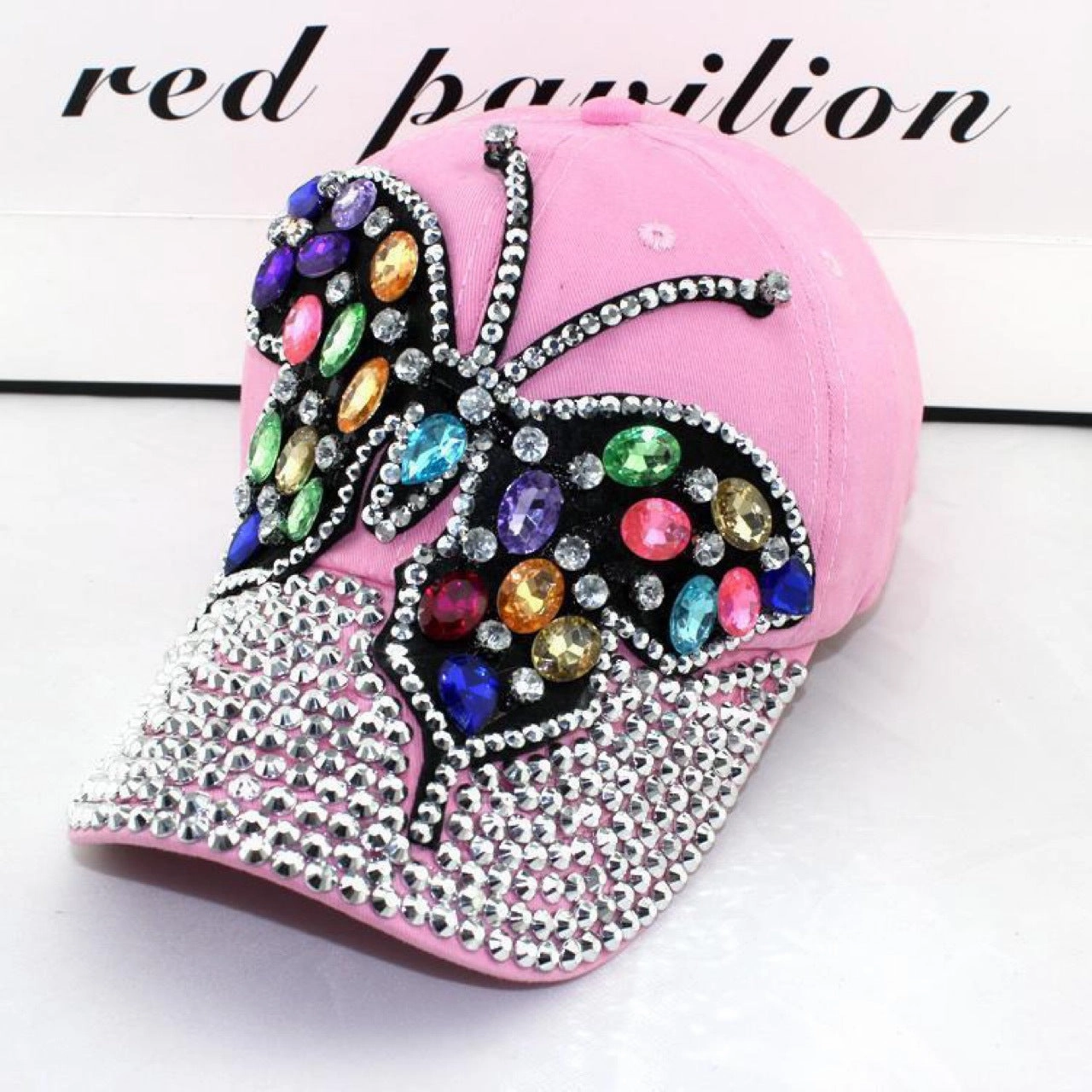 Wholesale Colored Diamond Butterfly Denim Cotton Baseball Caps