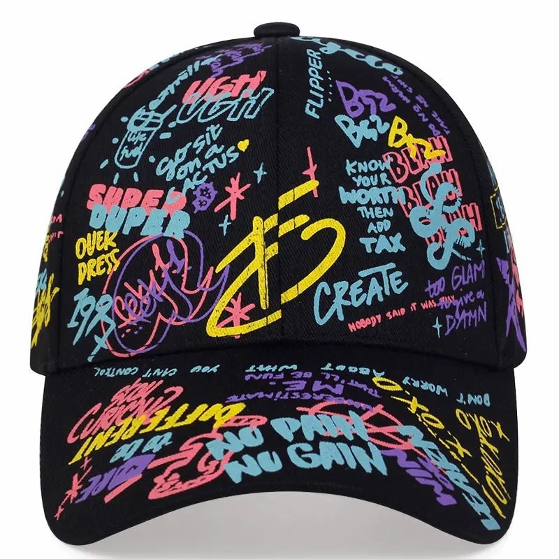 Wholesale Colored Graffiti Cotton Baseball Caps