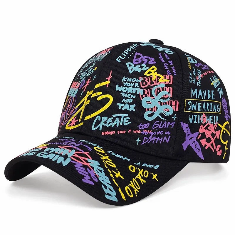 Wholesale Colored Graffiti Cotton Baseball Caps