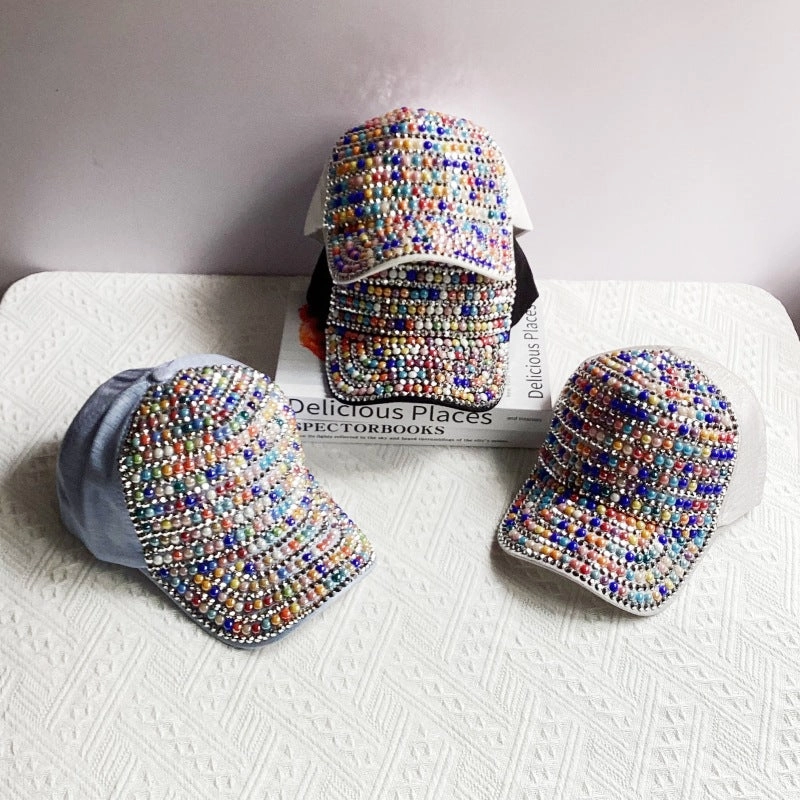 Wholesale Colorful Pearl Rhinestone Baseball Cap