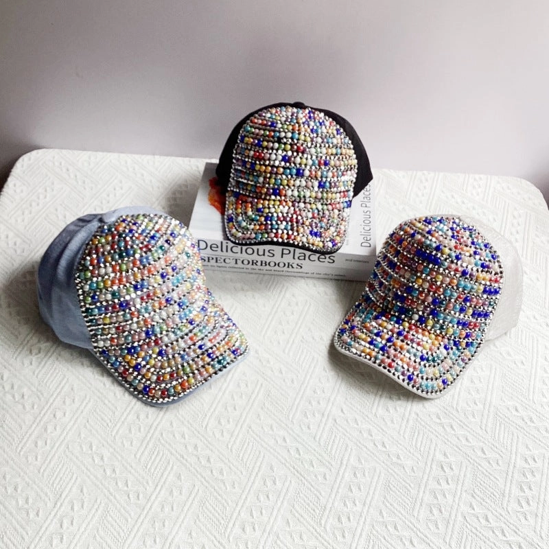 Wholesale Colorful Pearl Rhinestone Baseball Cap