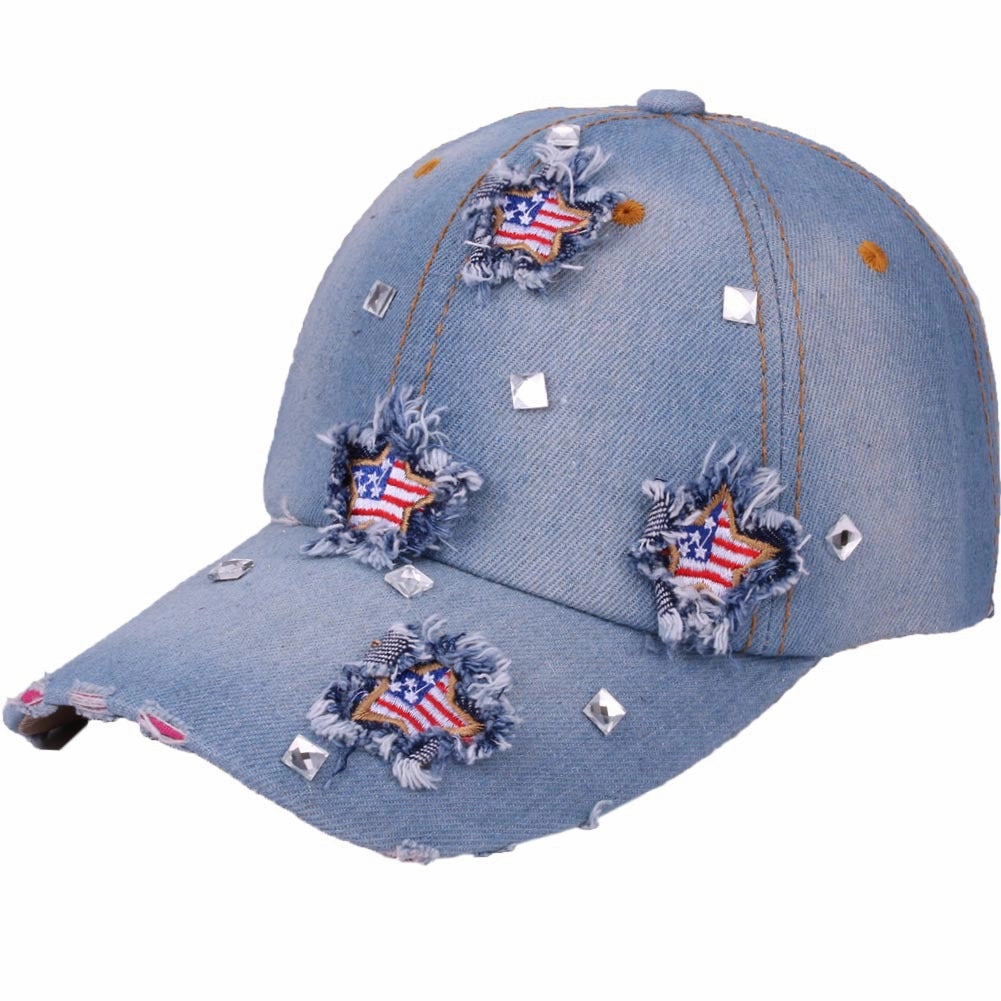 Wholesale Cotton American Flag Cloth Patch Raw Brim Baseball Cap