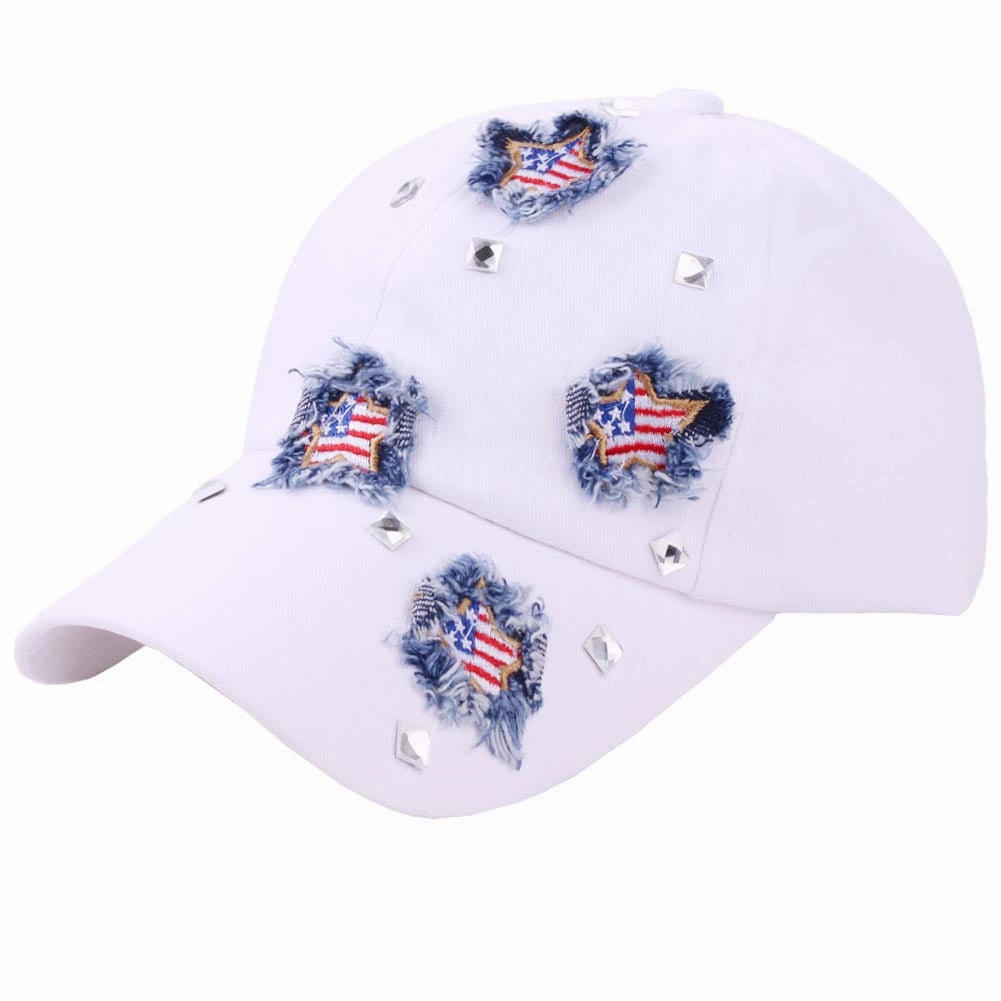 Wholesale Cotton American Flag Cloth Patch Raw Brim Baseball Cap