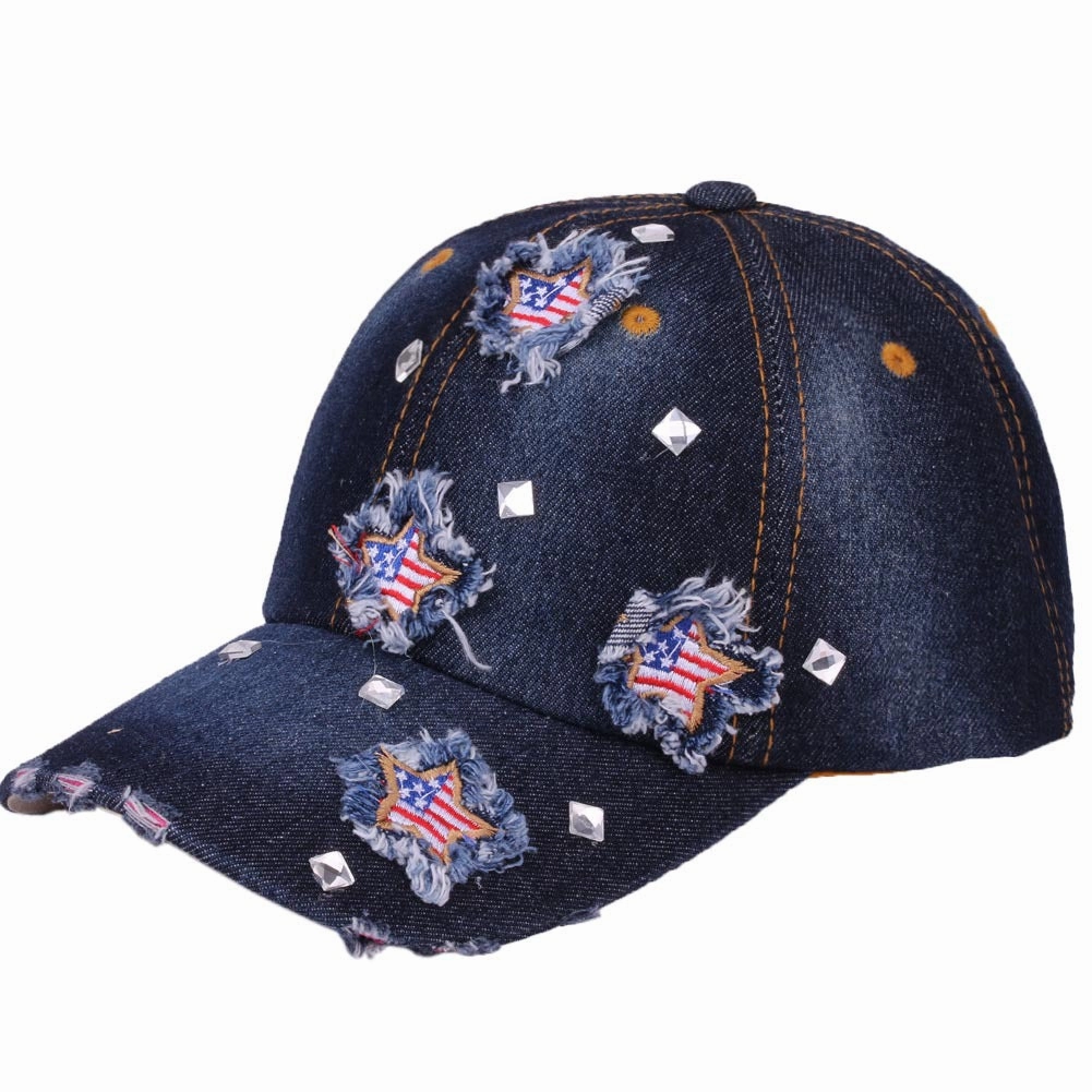 Wholesale Cotton American Flag Cloth Patch Raw Brim Baseball Cap
