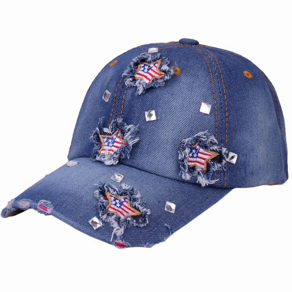 Wholesale Cotton American Flag Cloth Patch Raw Brim Baseball Cap