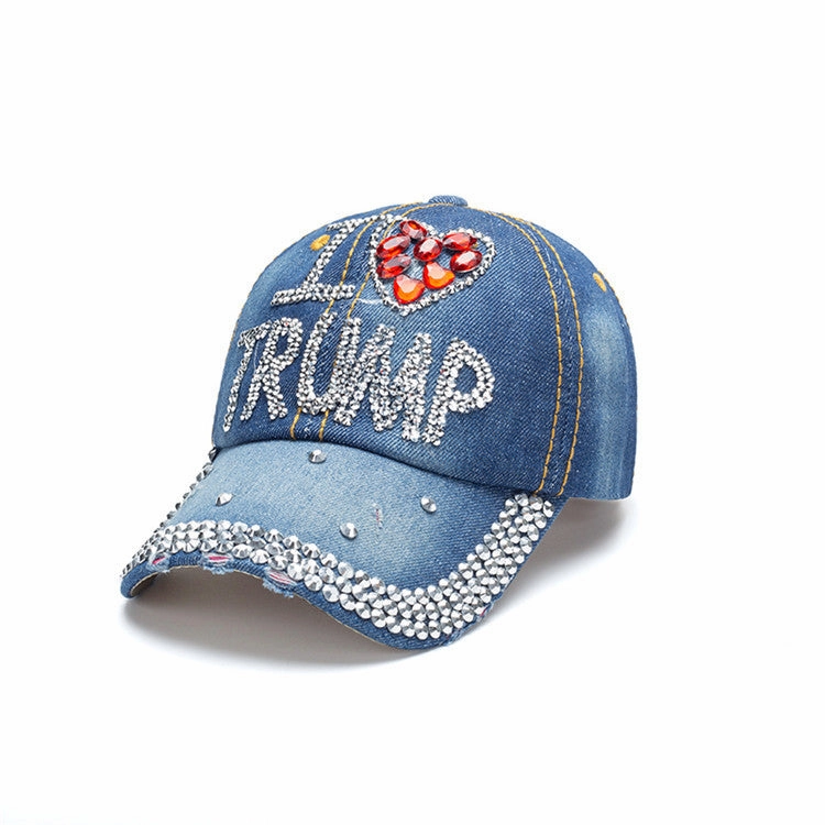Wholesale Cotton American Flag Denim Diamond Baseball Cap
