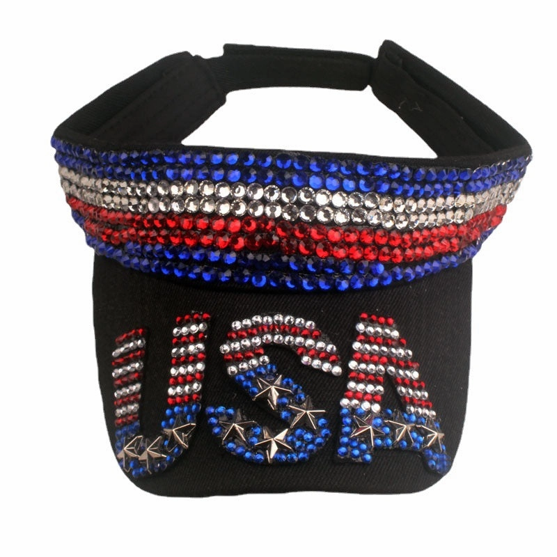 Wholesale Cotton American Flag Diamond Beanie Hat