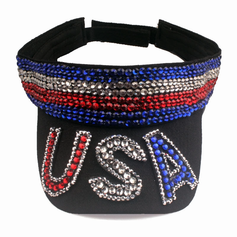 Wholesale Cotton American Flag Diamond Beanie Hat