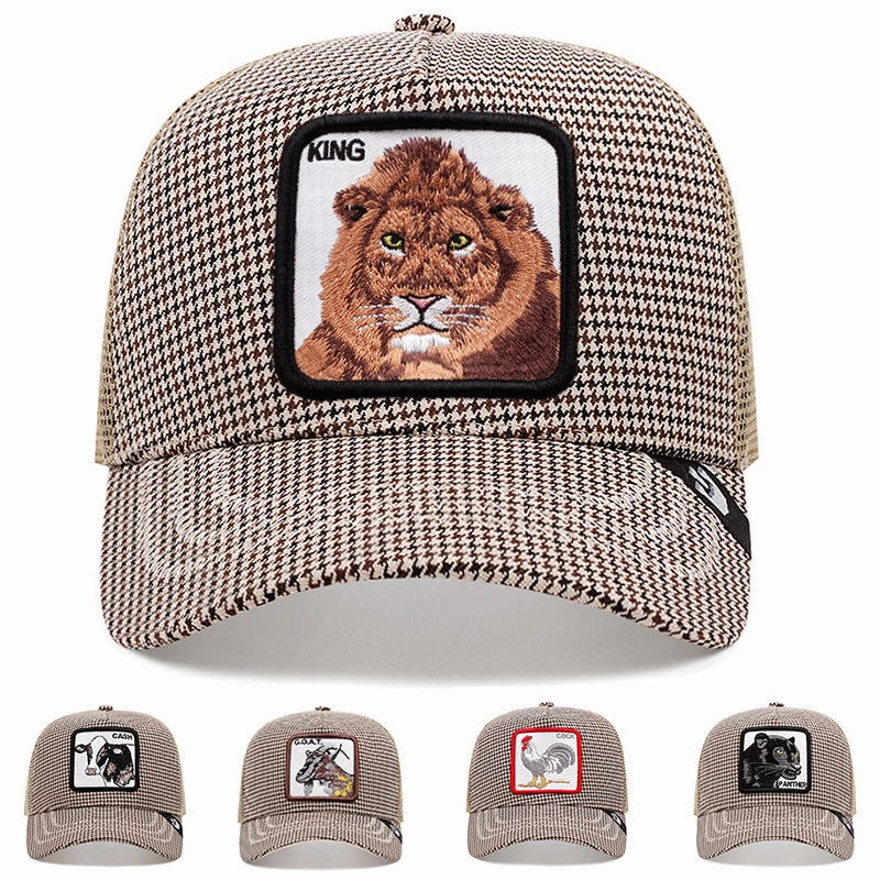 Wholesale Cotton and Linen Plaid Animal Baseball Caps