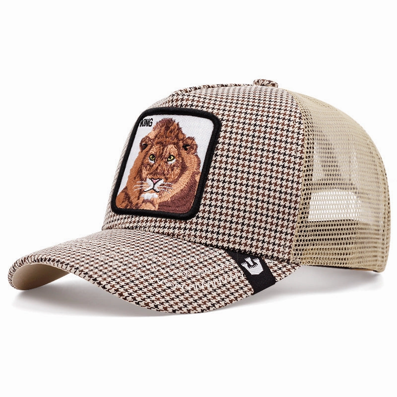 Wholesale Cotton and Linen Plaid Animal Baseball Caps